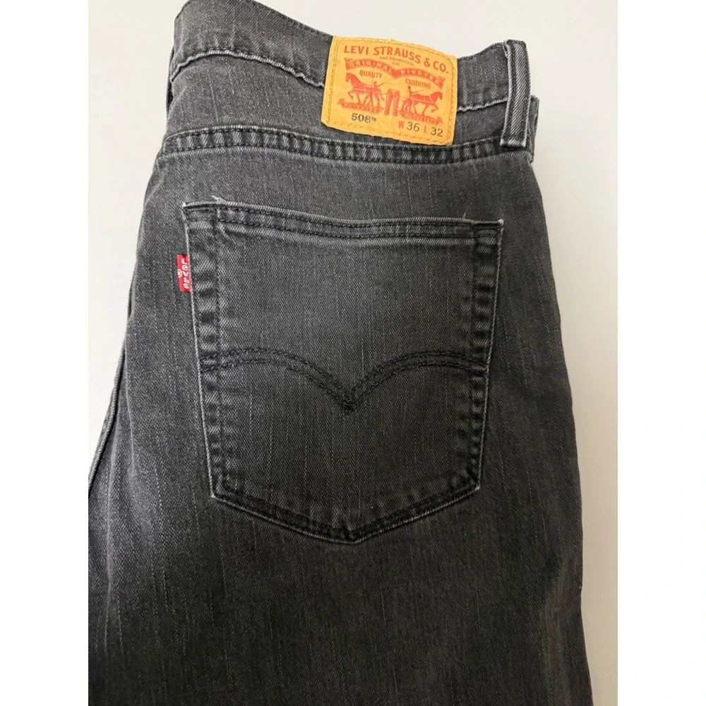 Levi's 508 Regular Taper Jeans Mens 36x32 Faded Black Denim Pants
